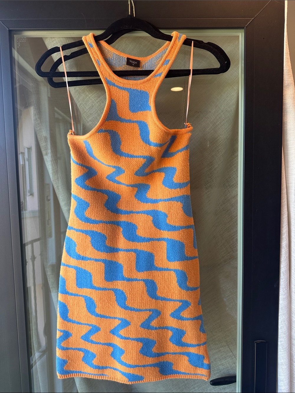 Wavy Knit Tank Dress in Orange & Blue -